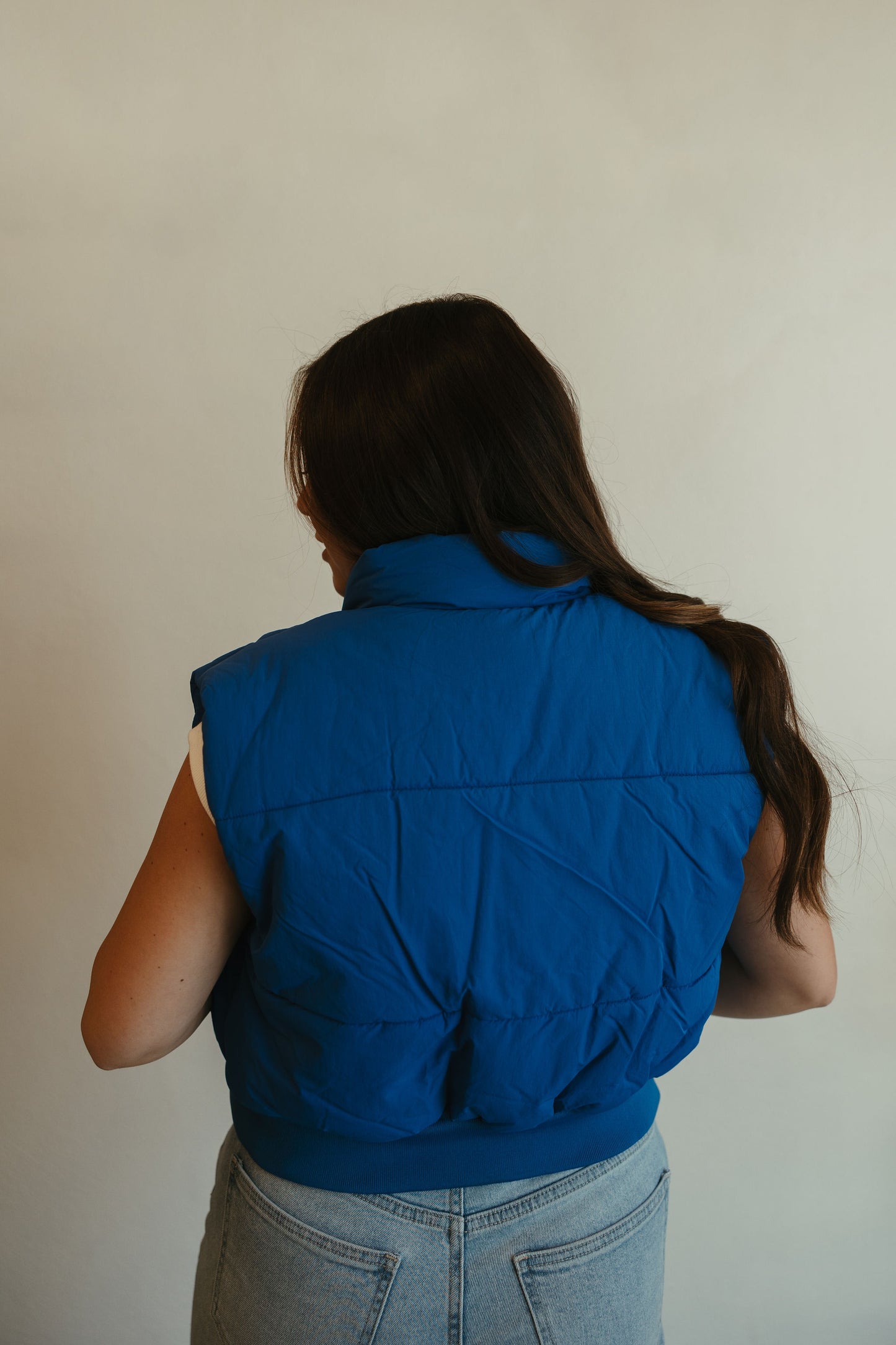 Blue Cropped Puffer Vest