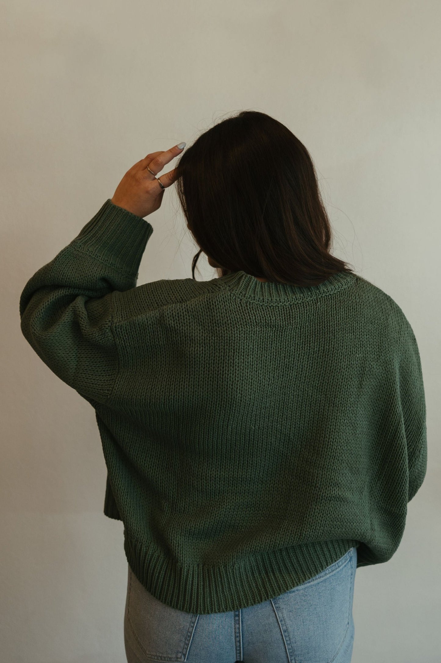 Green Balloon Sleeve Sweater