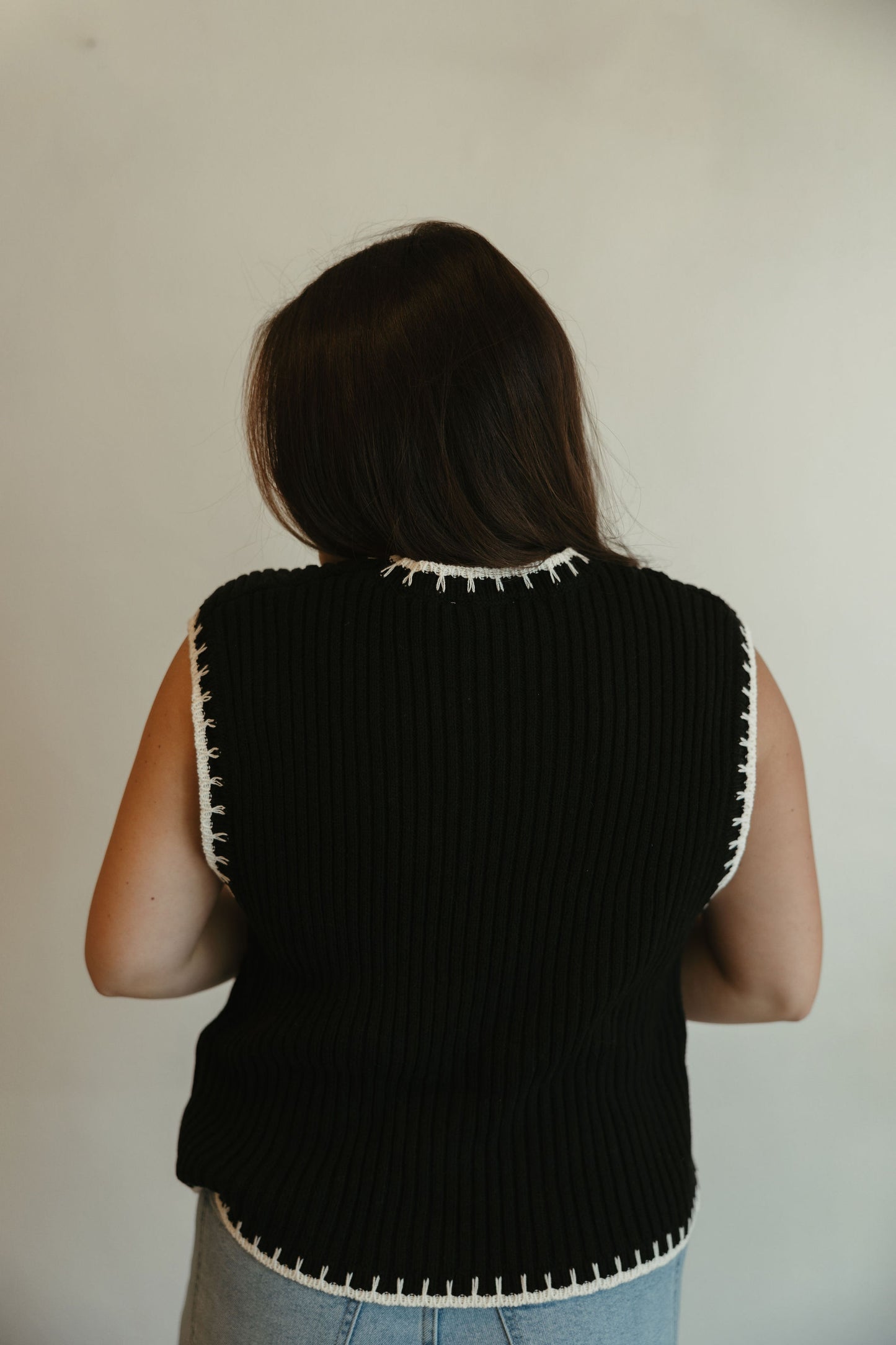 Black Cap Sleeve Sweater Vest