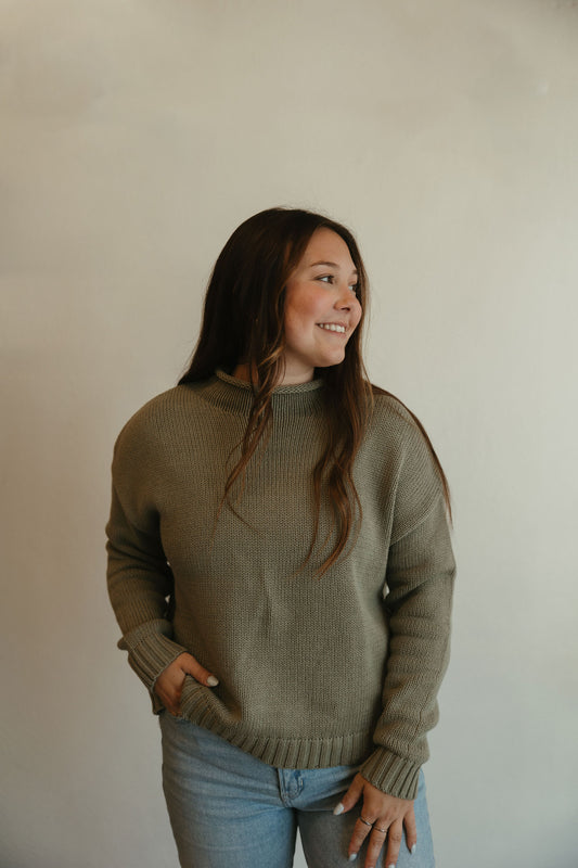 Olive Mock Neck Sweater