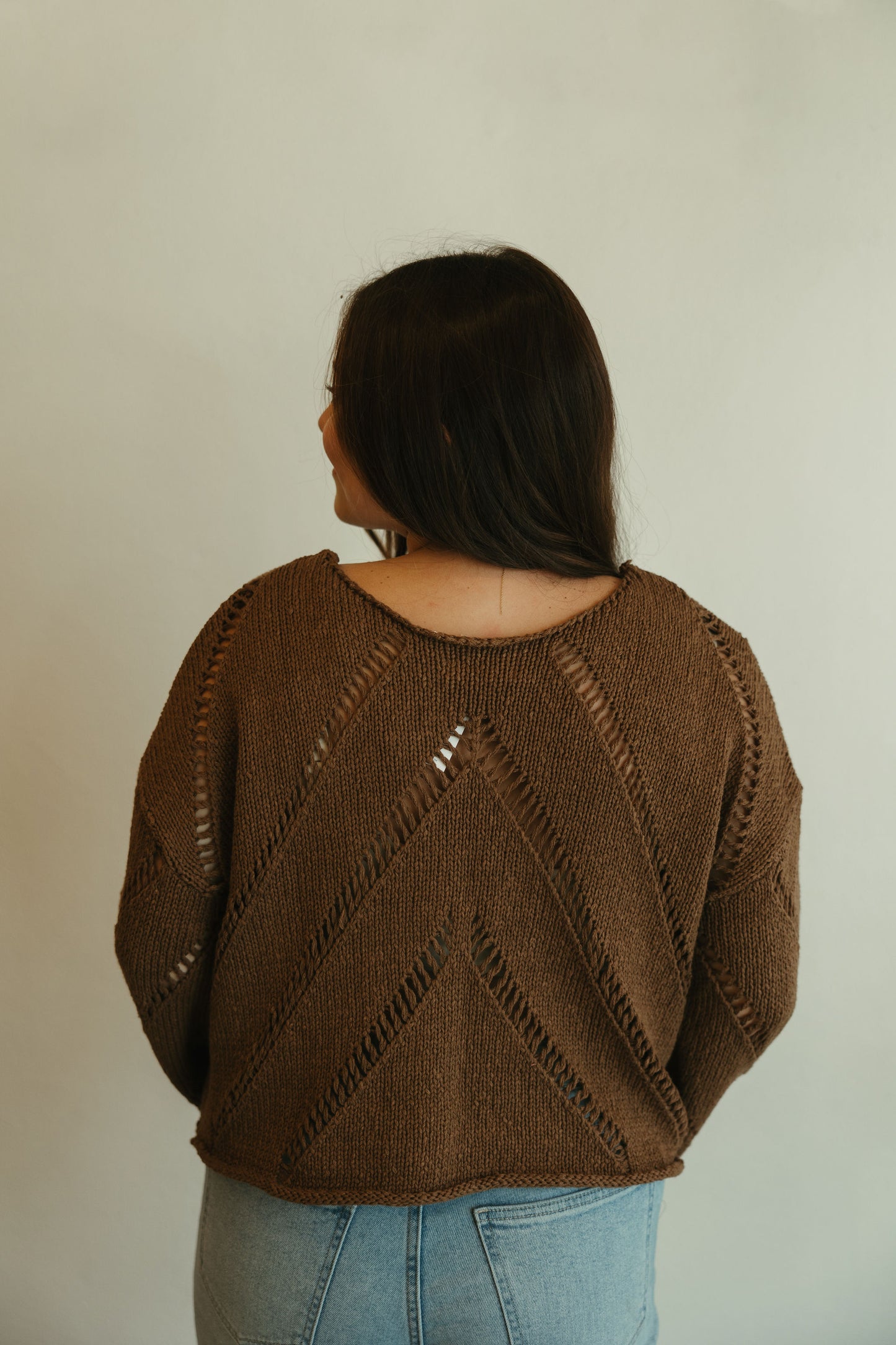 Mocha Distressed Knit Sweater