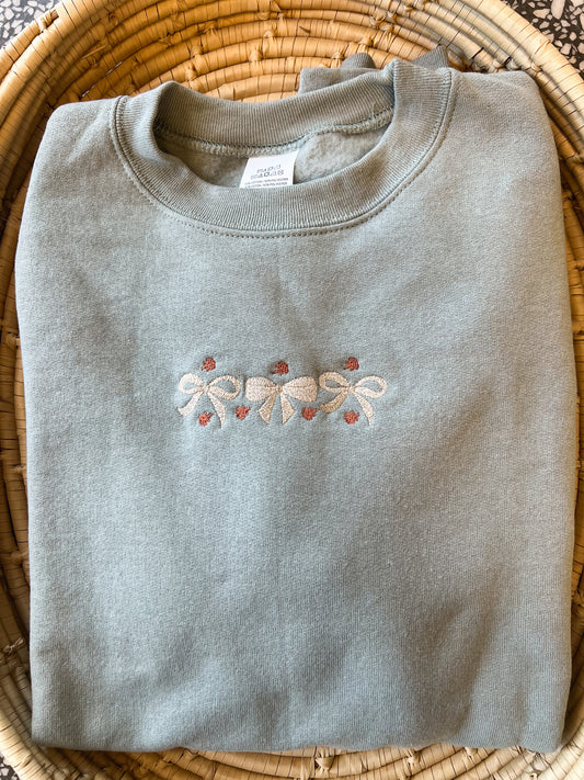 Fall Bow Embroidered Crewneck