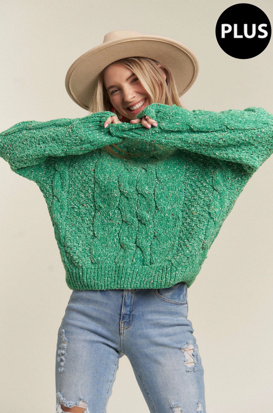 Plus Lucky Cable Knit Sweater