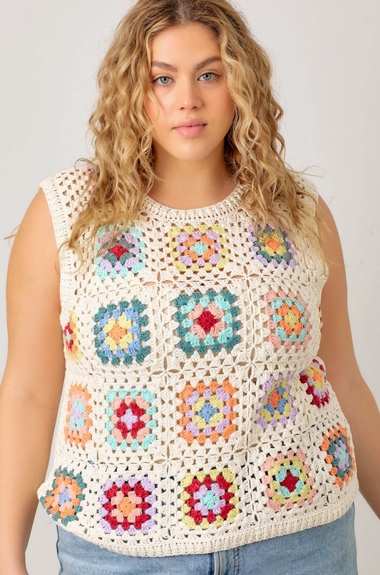 Plus Colorful Crochet Tank