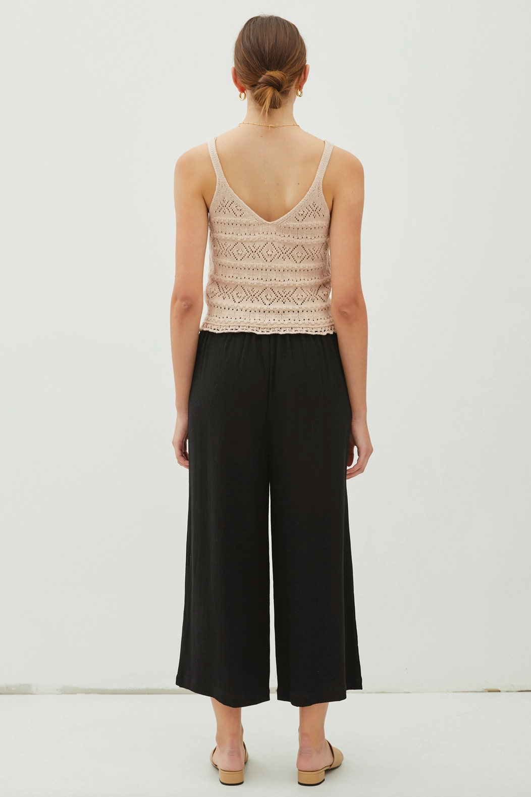 Black Linen Pleated Pants