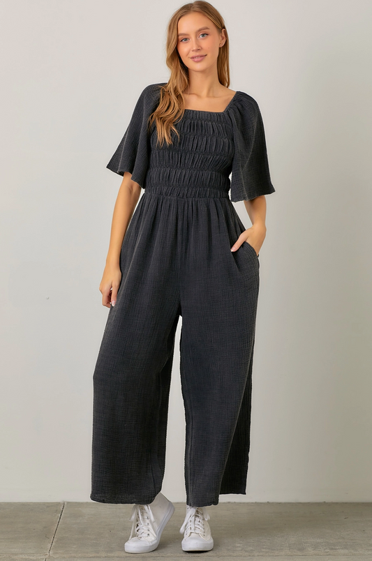 Washed Wide Leg Jumpsuit