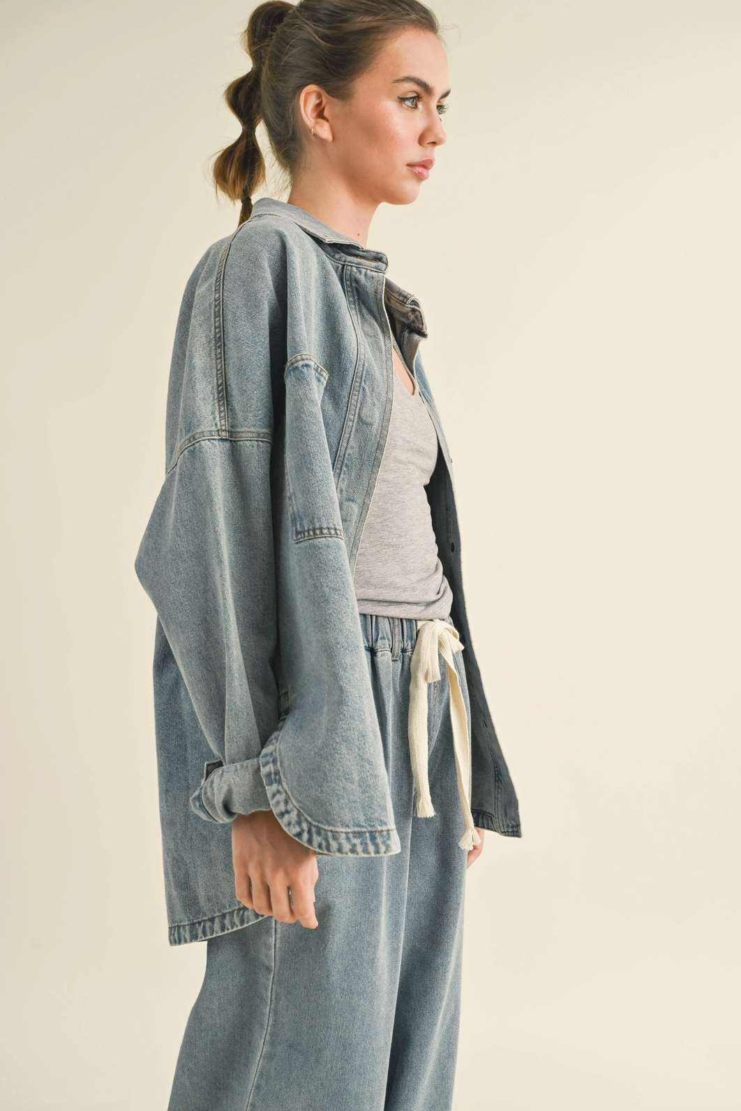 Washed Denim Snap Jacket