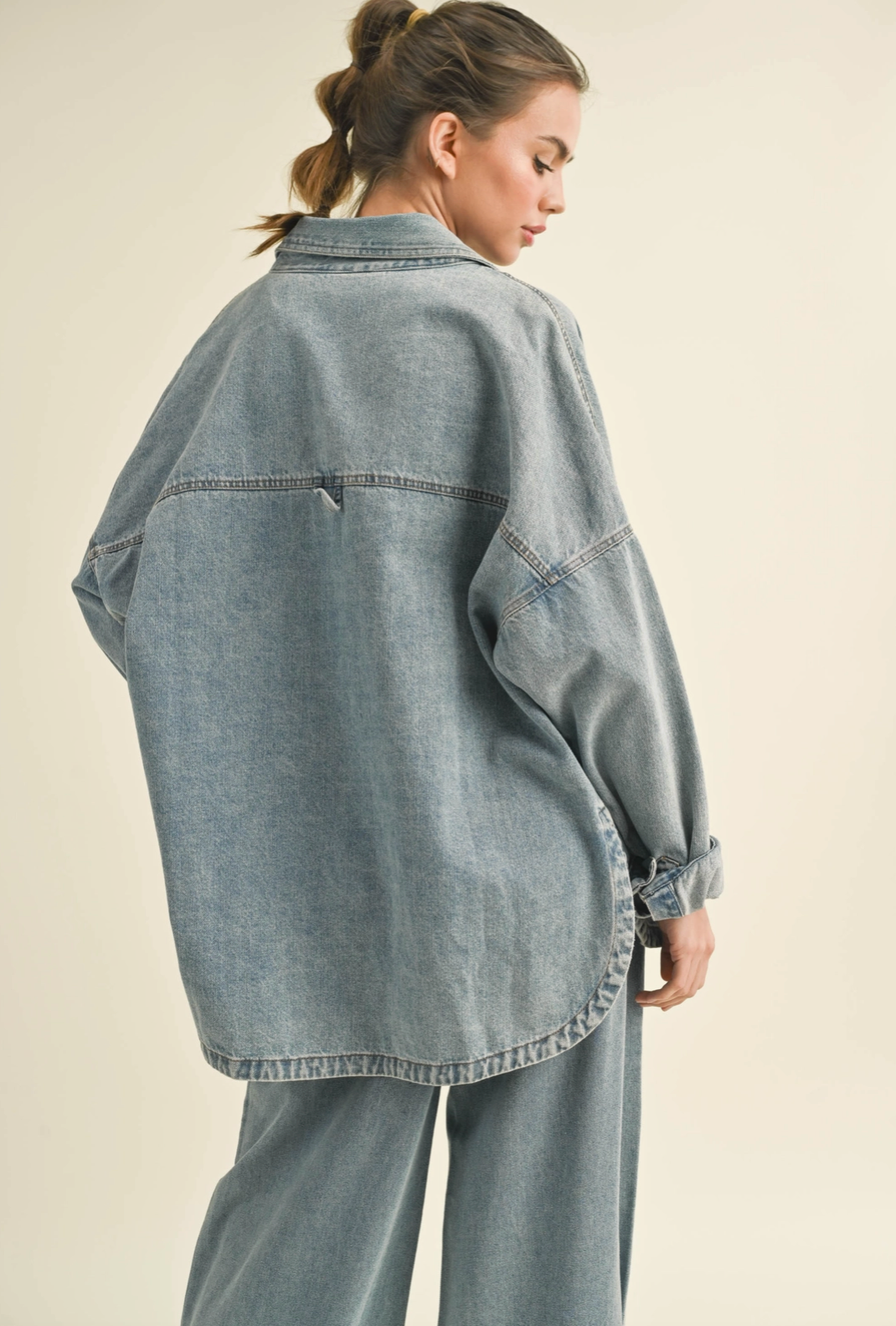 Washed Denim Snap Jacket