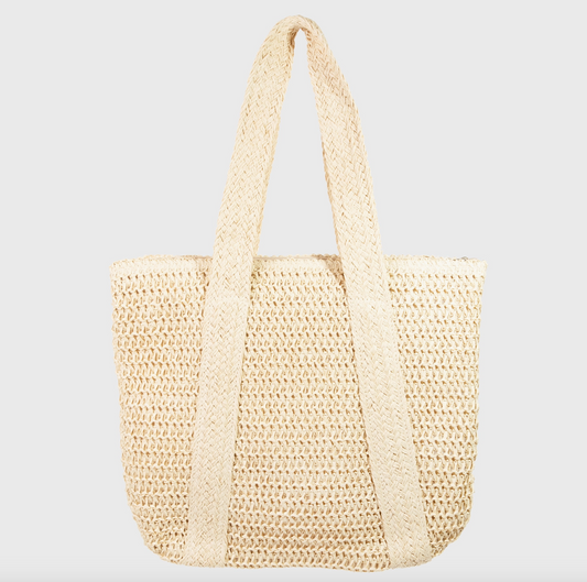 Straw Knit Zipper Tote