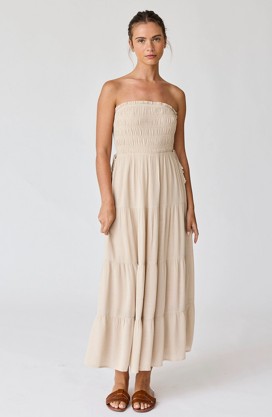 Taupe Strapless Maxi Dress