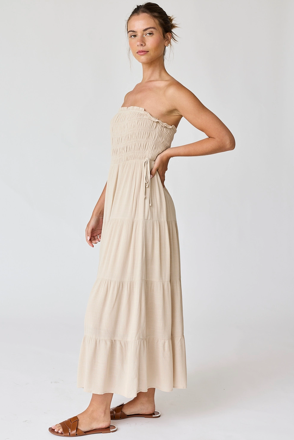 Taupe Strapless Maxi Dress