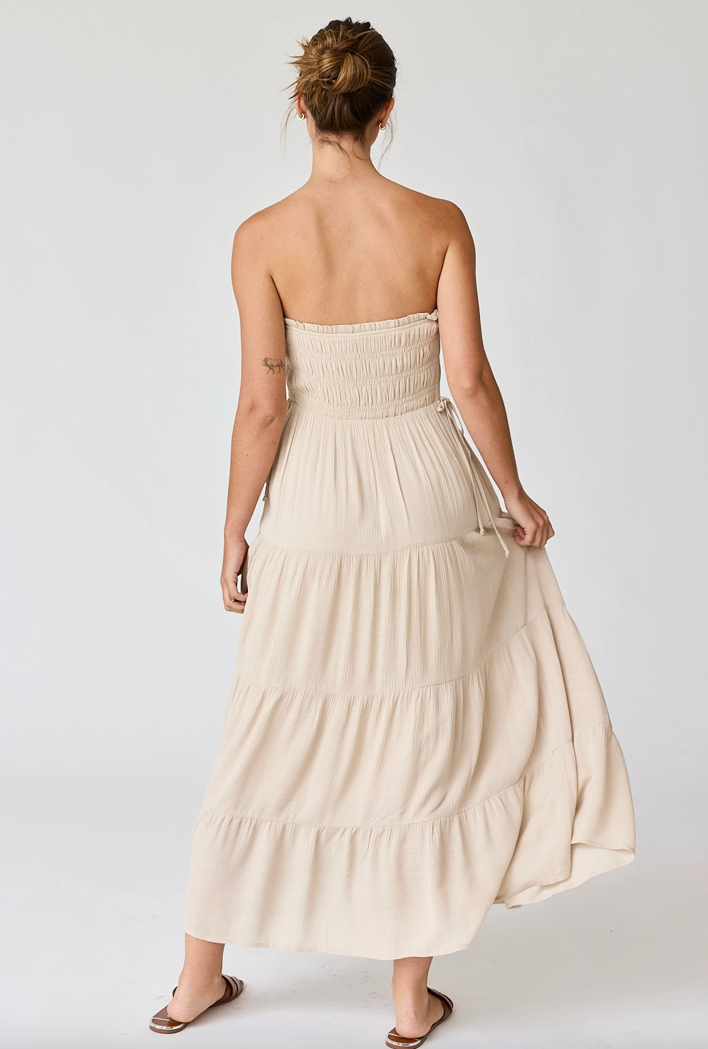 Taupe Strapless Maxi Dress