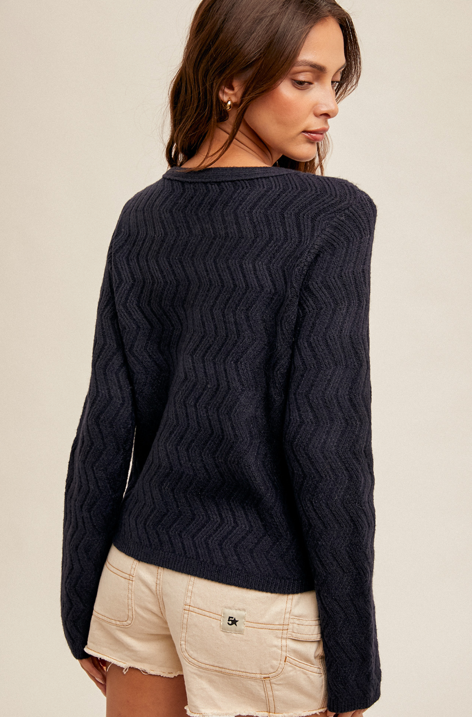 Navy Chevron Sweater Cardigan