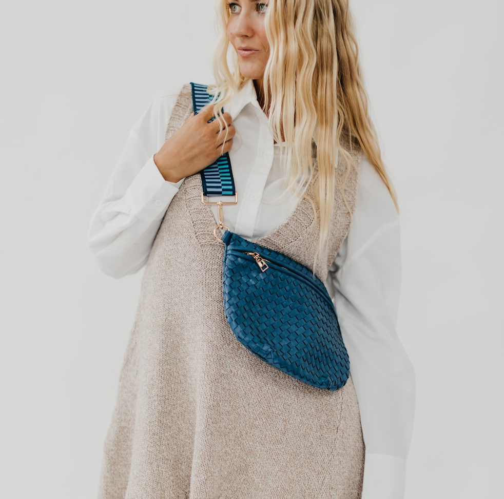 Woven Bum Bag in Denim Blue