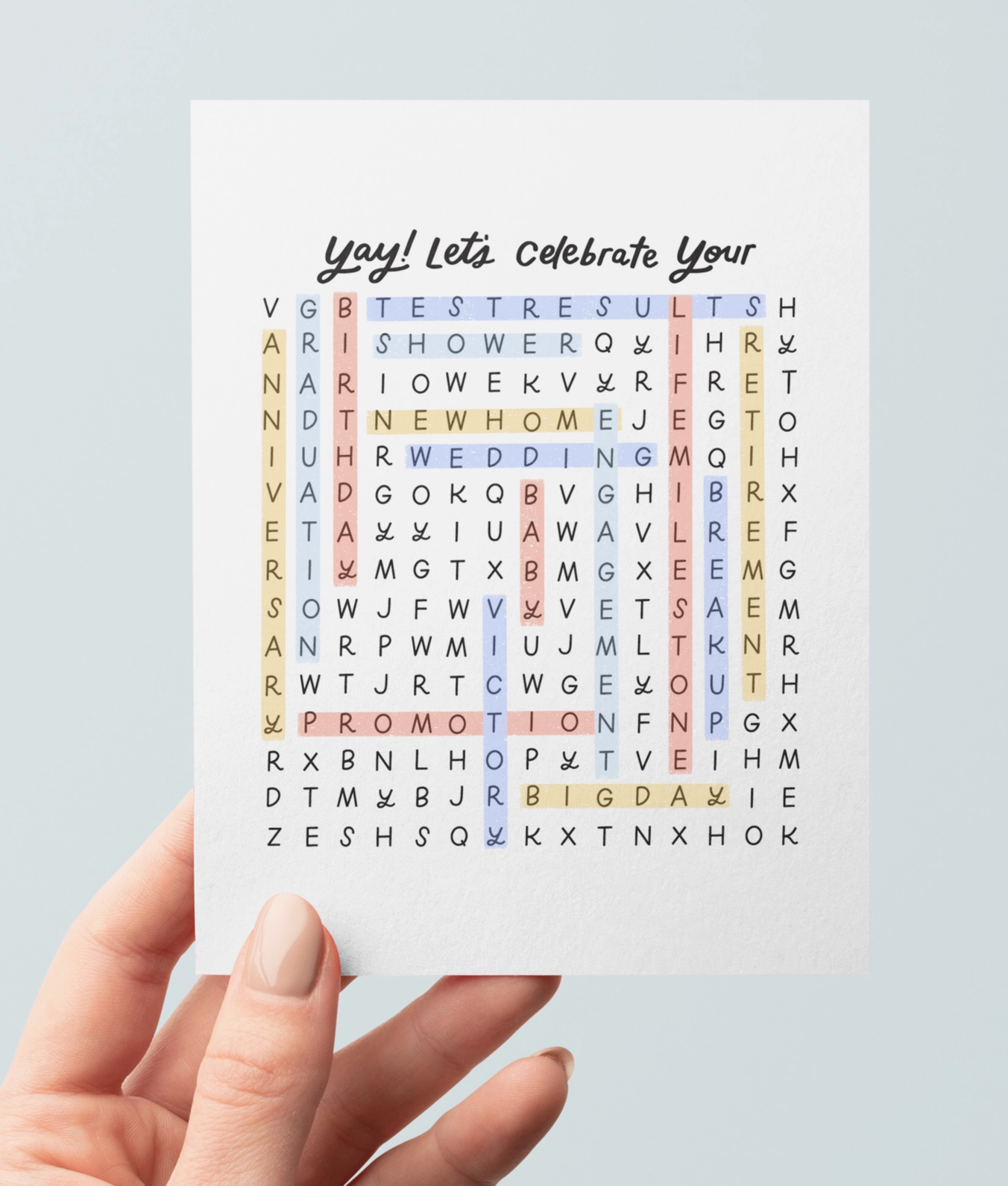 Let's Celebrate Wordsearch Card