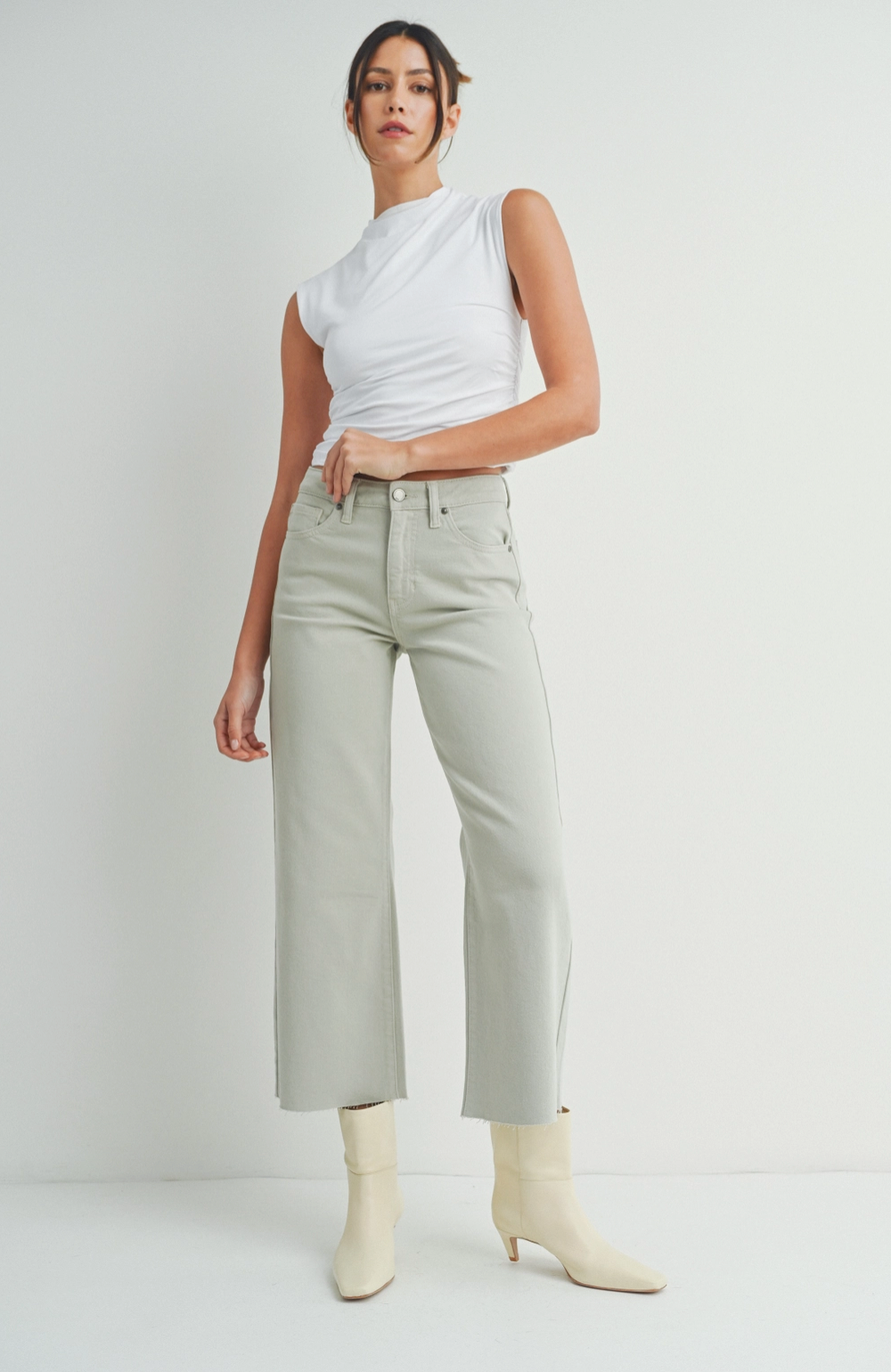 Sage Slim Wide Leg Jeans