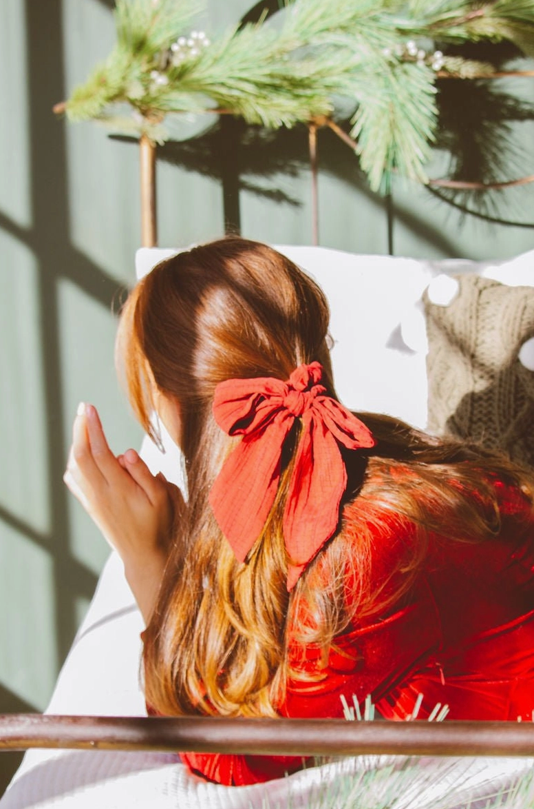 Red Long Bow Scrunchie