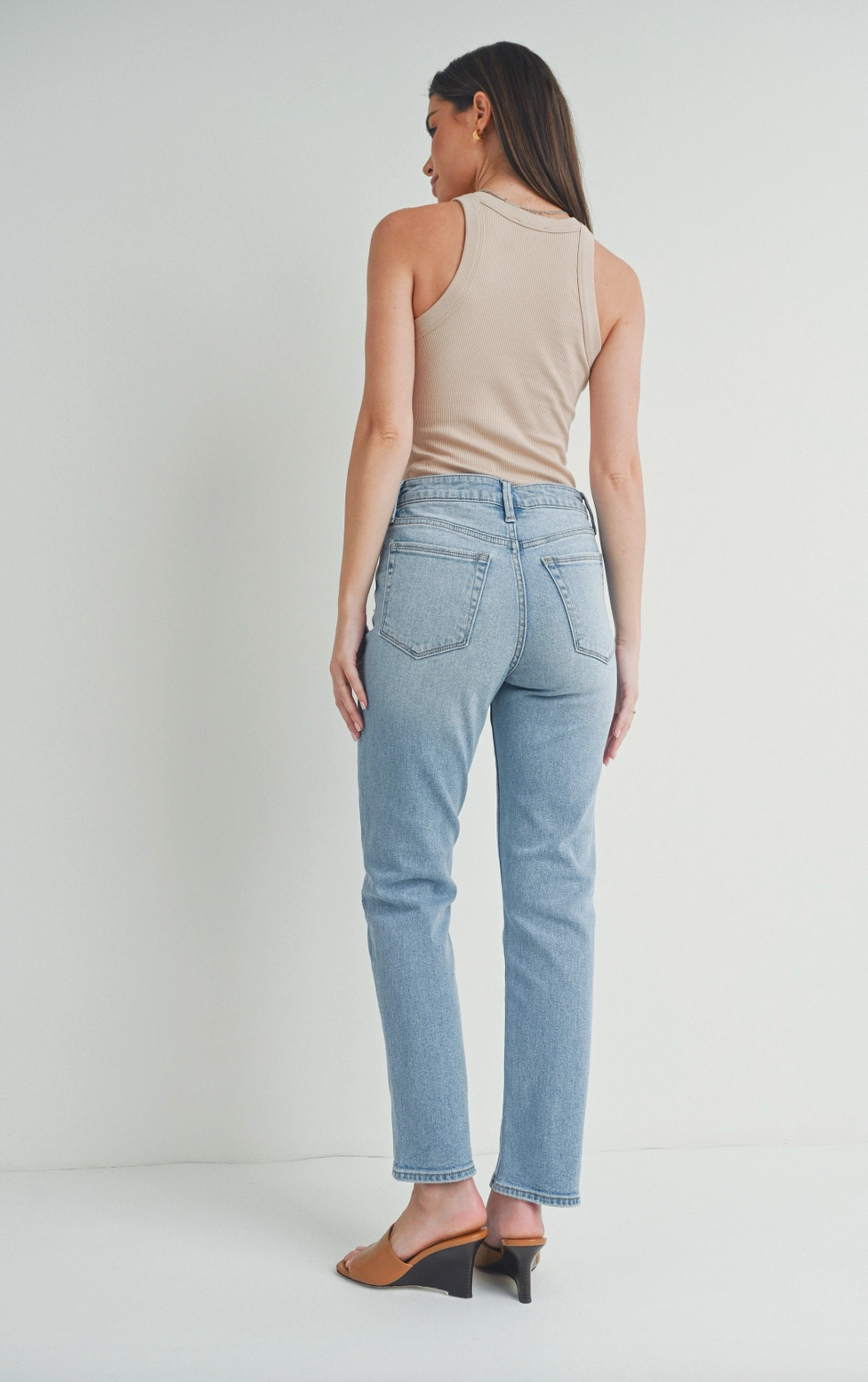 High Rise Light Straight Leg Jeans