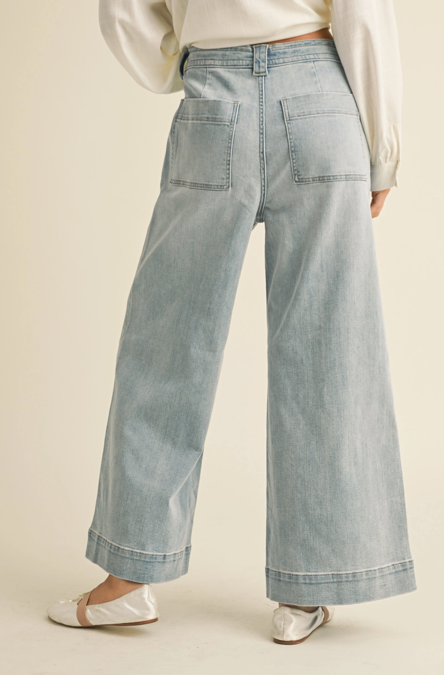 Wide Leg Drawstring Denim Pants