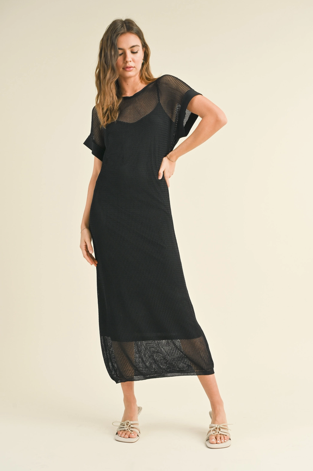 Black Netted Slip Dress