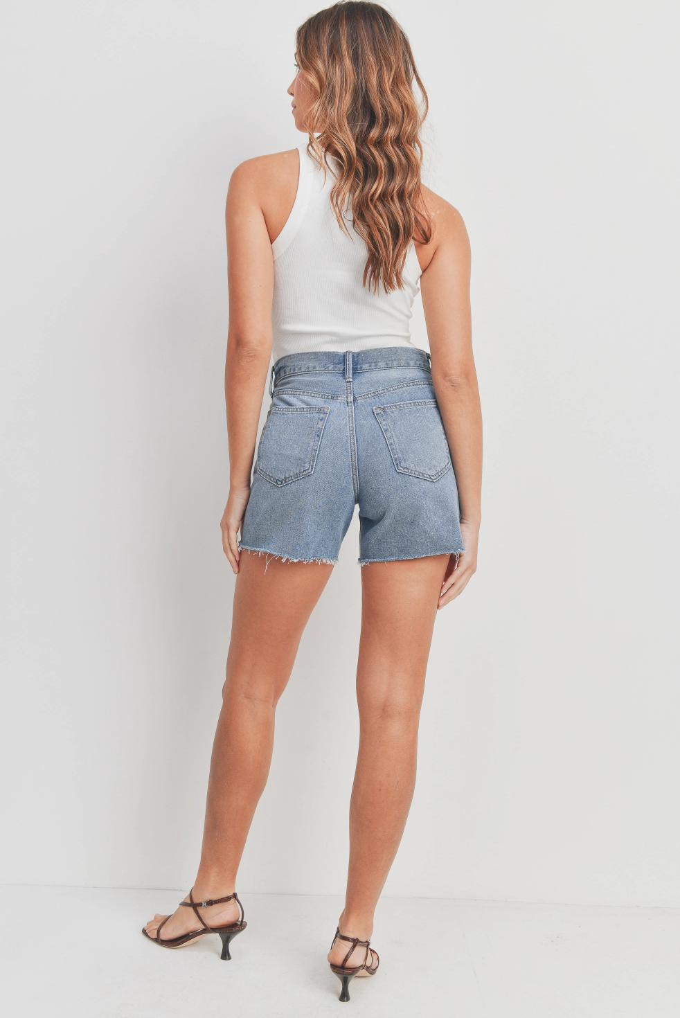 Medium Wash High Rise Shorts