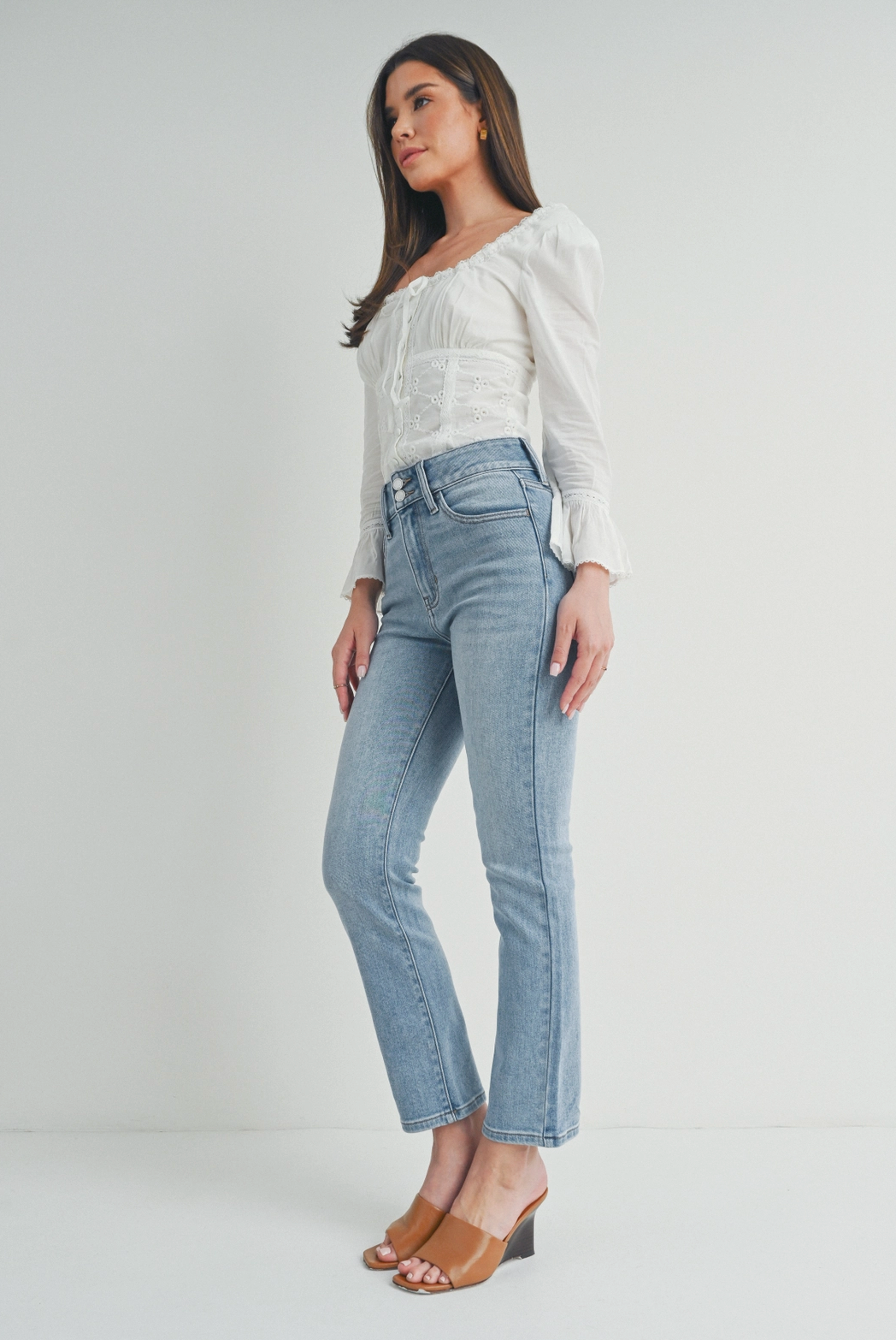 Double Button High Rise Jeans