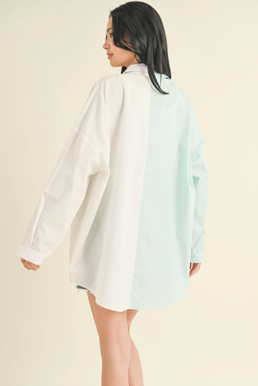 Oversized Colorblock Button Down