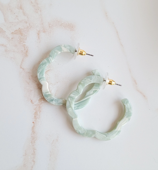 Aqua Floral Hoops