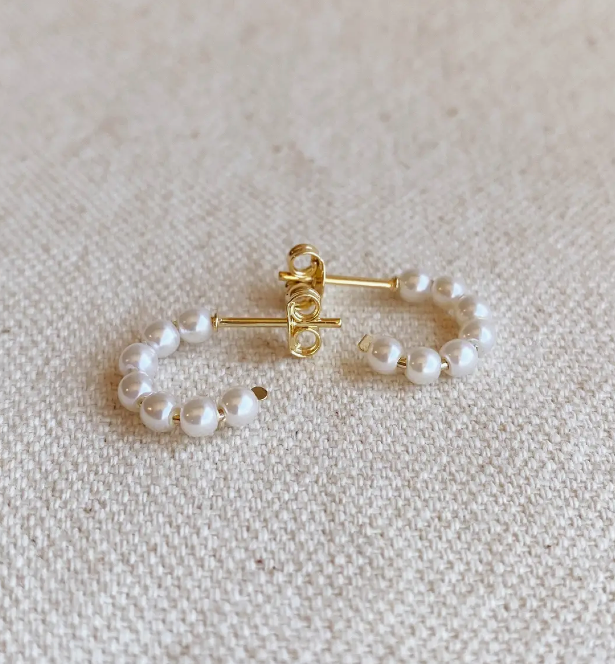 Mini Pearl Hoops