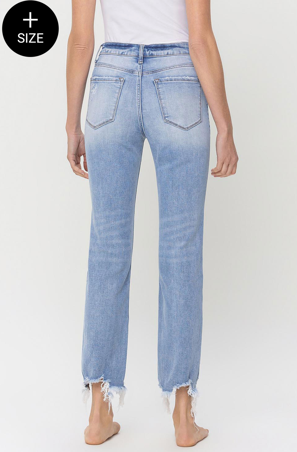 Plus Frayed Hem Straight Jeans