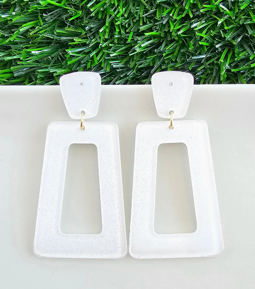 White Glitter Earrings