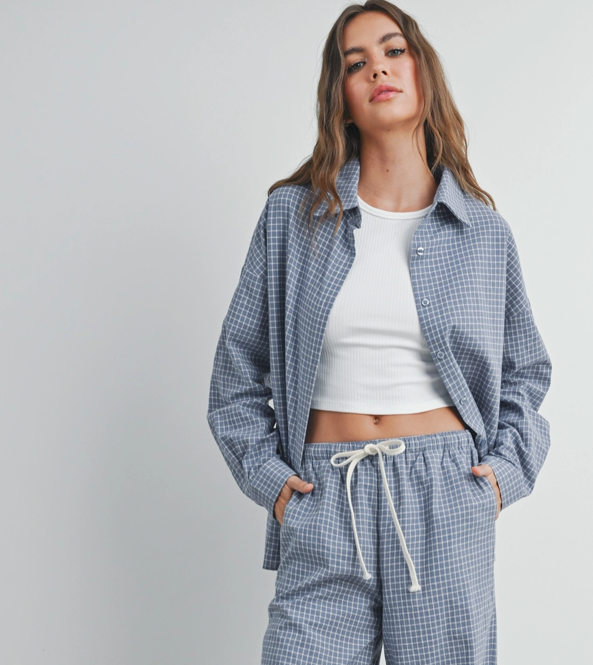 Grid Oversized Button Down