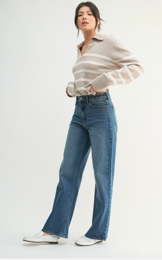 Dark High Rise Straight Jean