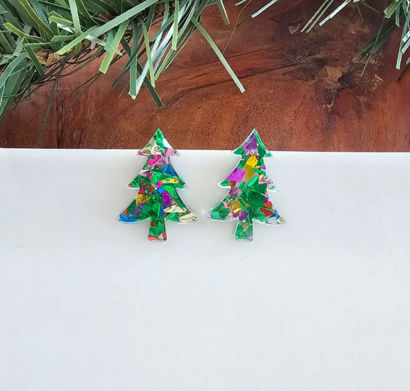 Confettic Christmas Tree Studs