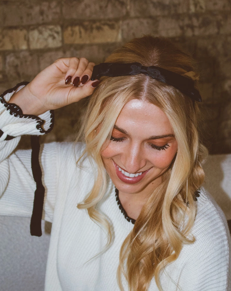 Thin Black Bow Headband