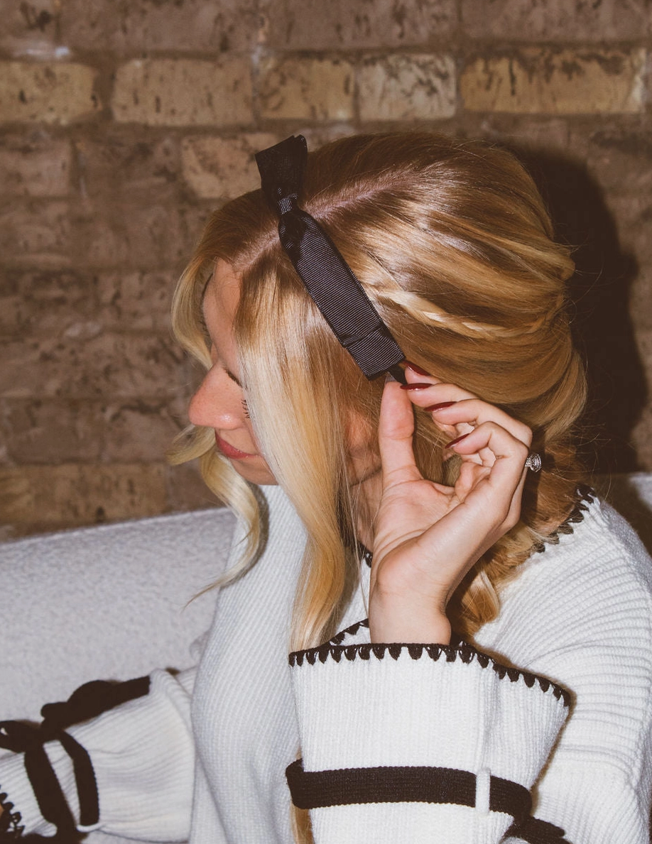 Thin Black Bow Headband