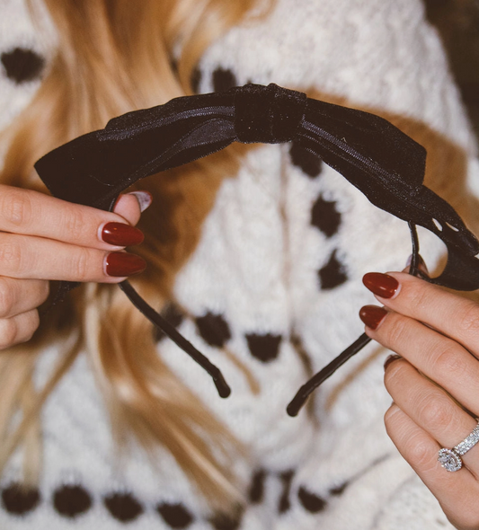 Black Velvet Bow Headband