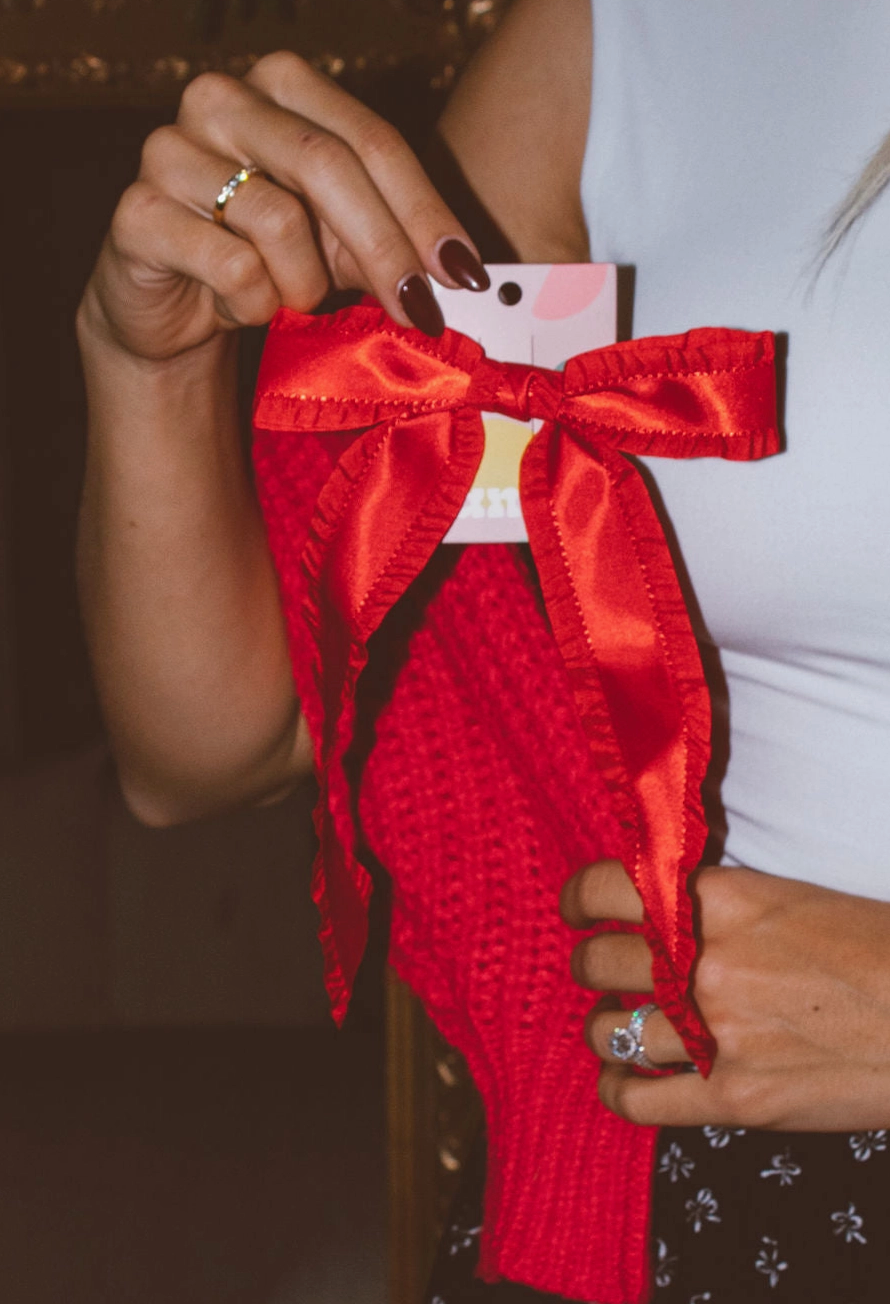 Red Crinkle Ribbon Bow