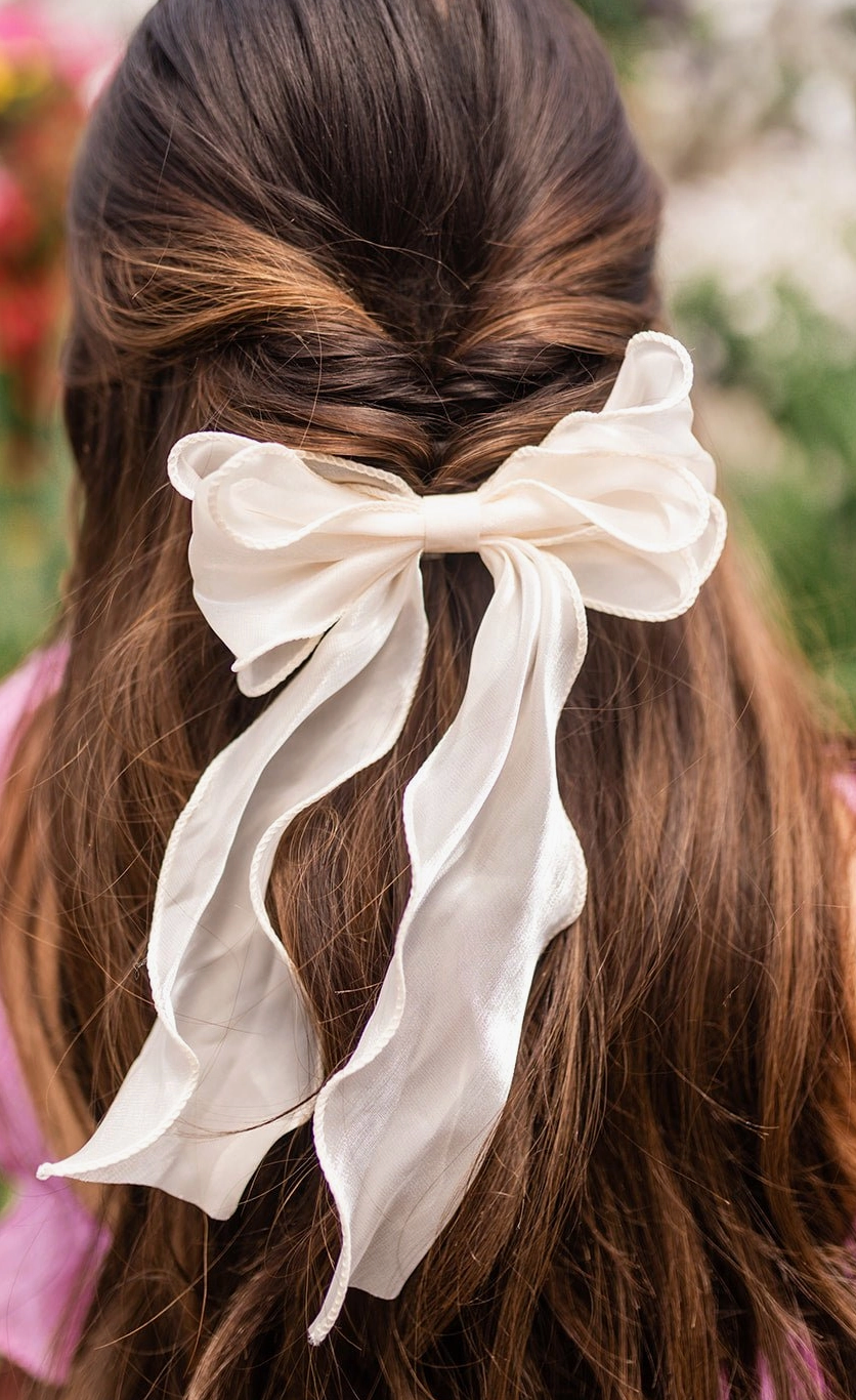 Cream Double Bow Barrette