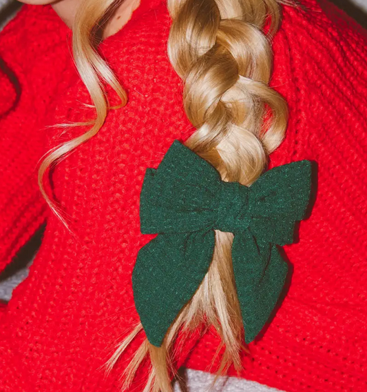 Spruce Waffle Knit Bow