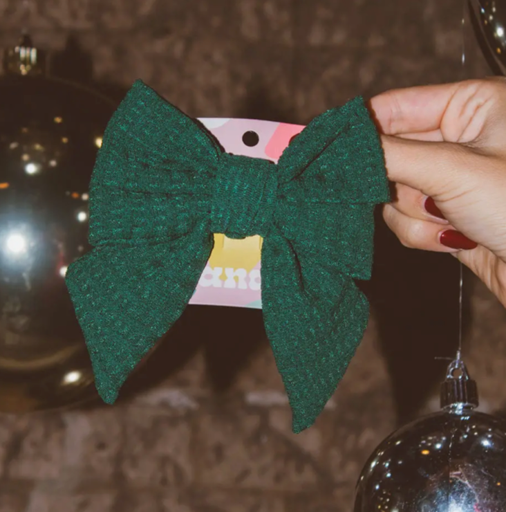 Spruce Waffle Knit Bow