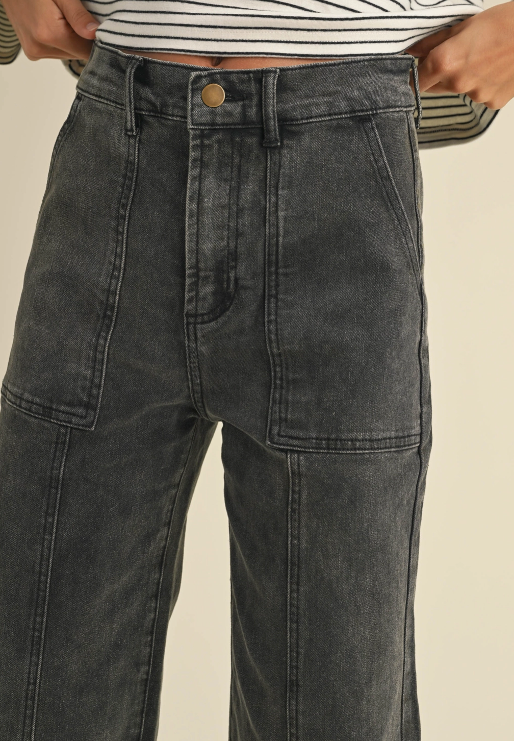 Paneled High Rise Jeans