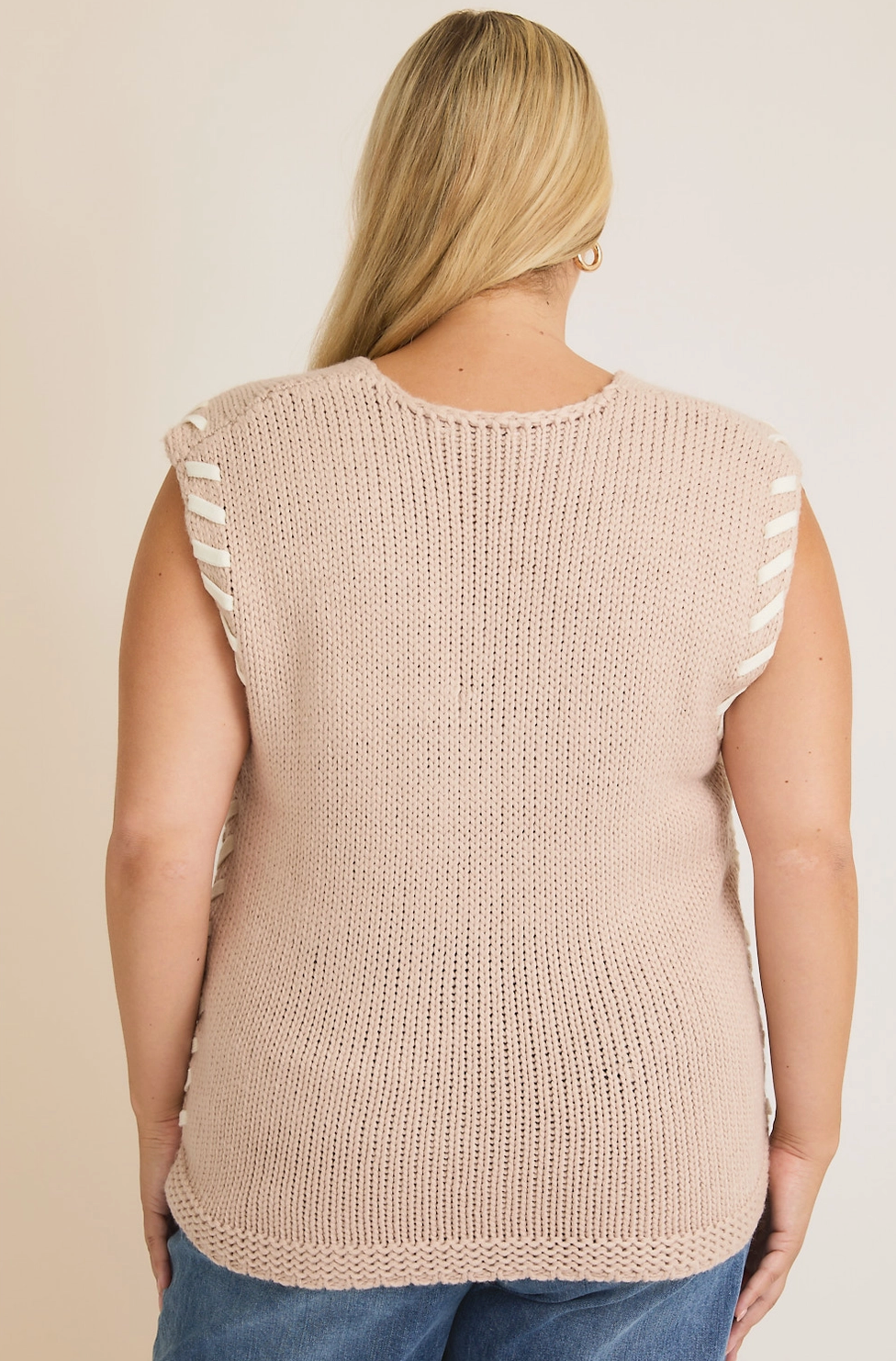 Plus Sleeveless Stitch Detail Sweater